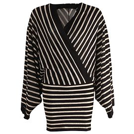 Abito a righe Balmain in viscosa nera e bianca Nero
