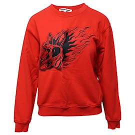 Alexander Mcqueen-Alexander McQueen McQ Bunny Flame Print Sweatshirt in Red Cotton-Red