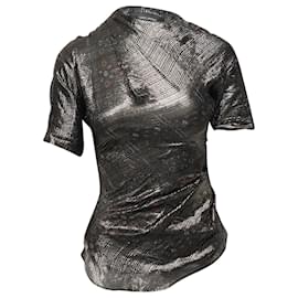 Isabel Marant-Blusa Isabel Marant Louna Shiny de seda negra metalizada-Negro