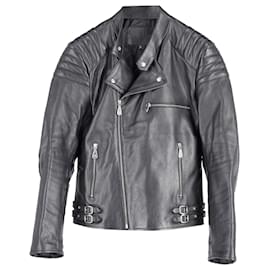 Alexander Mcqueen-Alexander Mcqueen Biker Jacket in Black Leather-Black