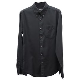 Tom Ford Button-Down-Langarmhemd aus schwarzer Baumwolle Schwarz