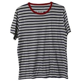Maison Martin Margiela Camiseta con cuello redondo a rayas de algodón blanco y negro de Maison Margiela Blanco