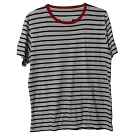 Maison Martin Margiela-Maison Margiela Striped Crew Neck T-shirt in Black and White Cotton-White