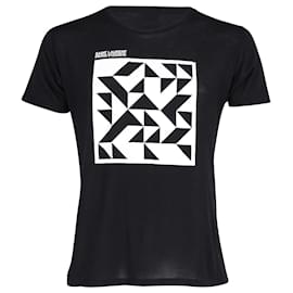 Saint Laurent-T-shirt imprimé géométrique Saint Laurent en coton noir et blanc-Noir