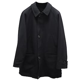 Burberry-Manteau Burberry à boutonnage simple en laine noire-Noir