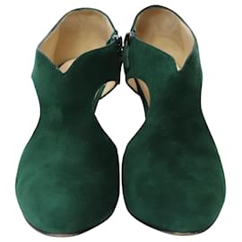 Prada-Prada Cutout High Heel Booties aus grünem Wildleder-Grün