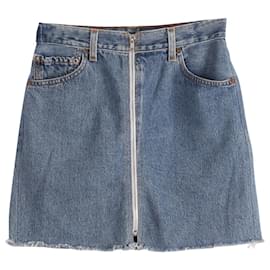 Re/Done-RE/done x Levis Zip Up Mini Skirt in Blue Cotton-Blue