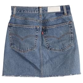 Re/Done-RE/done x Levis Zip Up Mini Skirt in Blue Cotton-Blue
