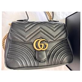 Gucci-Mini bolso con asa superior GG Marmont-Negro