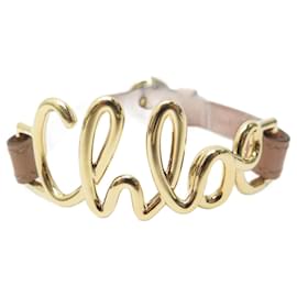 Chloé-NEW CHLOE BRACELET 2b0988 IN GOLD METAL AND BROWN LEATHER 15 a 18CM NEW JEWEL-Golden