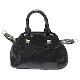 Givenchy-SAC A MAIN GIVENCHY EN CUIR PYTHON NOIR 29 CM BLACK LEATHER HAND BAG-Noir