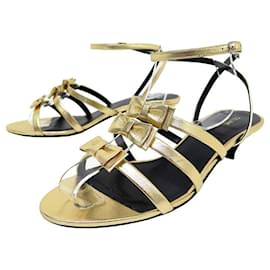 Céline-CELINE SHOES SANDALS WITH BOW IN GOLD LEATHER 38 SANDALS SHOES-Golden