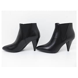 Céline-NEW CELINE CROPPED CHELSEA SHOES 330253010C 38.5 BOOTS BLACK BOOTS-Black