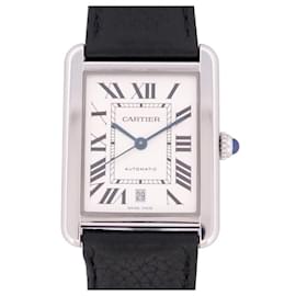 Cartier-CARTIER TANK SOLO WSTA WATCH0029 41 MM AUTOMATIC STEEL LEATHER STEEL WATCH-Silvery
