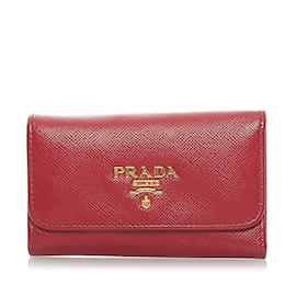 Prada-Prada Saffiano 6 Key Holder Leather Other in Good condition-Red