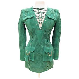 Robe tissée en daim vert Balmain Vert