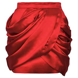 Balmain pour H&M Falda de seda roja Balmain Roja