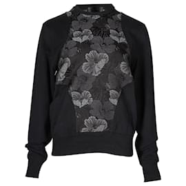 Alexander Mcqueen-Alexander McQueen Jacquard Floral Print Sweater in Black Cotton  -Black