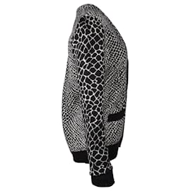 Saint Laurent-Saint Laurent Animal Print Cardigan in Black and White Mohair Wool -Other