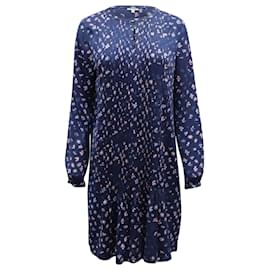 Diane Von Furstenberg-Vestido de seda azul con estampado floral Meadow de Diane Von Furstenberg-Azul