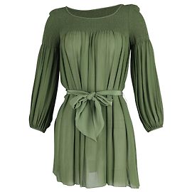 Minivestido Temperley London Smocked em Seda Verde Verde