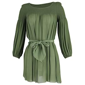 Temperley London-Temperley London Mini abito smock in seta verde-Verde