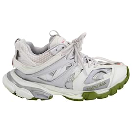 Balenciaga-Balenciaga Track Sneakers in White/silver/Red Polyurethane-White