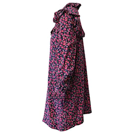 Sandro-Sandro Ruffle Floral Print Silk Dress in Multicolor Silk-Other