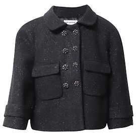 Self portrait Self-Portrait Double-Breasted Cropped Jacket in Black Wool Black