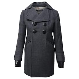 Dsquared2-Dsquared2 Double-Breasted Coat in Grey Wool-Grey
