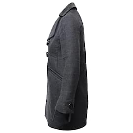 Dsquared2-Dsquared2 Double-Breasted Coat in Grey Wool-Grey