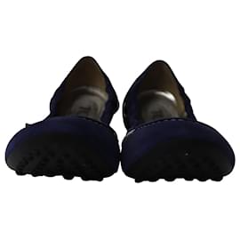 Tod's-Tod's Scrunch Ballet Flats in Royal Blue Suede -Blue