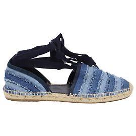 Jimmy Choo Lace Up Dolphin Espadrillas Flats in Blue Denim Blu