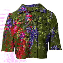 Dolce & Gabbana-Dolce & Gabbana Printed Cropped Jacket in Floral Print Cotton -Other
