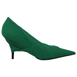 Balenciaga Drapierte Messerpumps aus grünem Nylon Grün