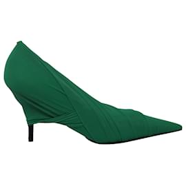 Balenciaga-Zapatos De Salón De Balenciaga Draped Knife En Nailon Verde-Verde
