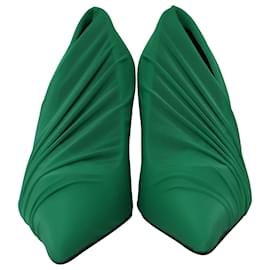 Balenciaga-Balenciaga Draped Knife Pumps in Green Nylon -Green