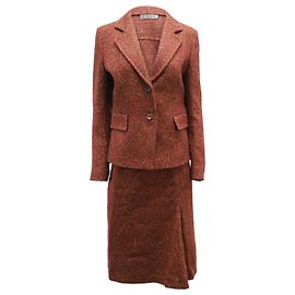 Max Mara Completo Giacca Monopetto in Tweed e Gonna Midi in Lana Multicolor Altro Stampa python