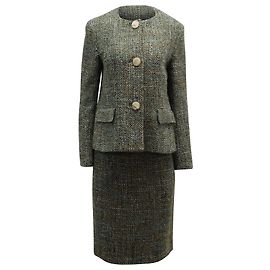 Conjunto de blazer de botão único Max Mara Tweed e saia de corte reto em lã multicolorida Outro Impressão em python