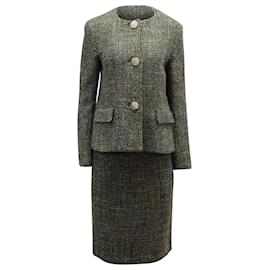 Max Mara-Max Mara Tweed Single Button Blazer and Straight Cut Skirt Set in Multicolor Wool -Other,Python print