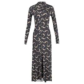 Paco Rabanne-Paco Rabanne Floral Print Jersey Maxi Dress in Black Viscose-Other