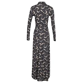 Paco Rabanne-Paco Rabanne Floral Print Jersey Maxi Dress in Black Viscose-Other
