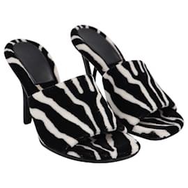 Bottega Veneta-Bottega Veneta Zebra Print Sandals in Black and White Synthetic-Black
