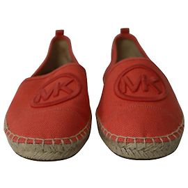 Michael Kors Espadrilles Logo Brodé en Coton Orange Corail Orange Corail