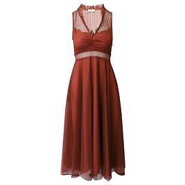 Robe Sandro en tulle brodé polyester rouge Rouge