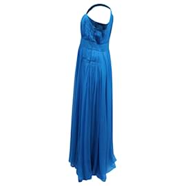 Diane Von Furstenberg-Diane Von Furstenberg Ophelia Ruched Silk Dress in Blue Silk-Blue