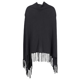 Poncho con flecos Joseph de cachemir negro Negro
