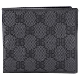 Balenciaga-Balenciaga x Gucci The Hacker Project Bi-Fold Wallet in Charcoal Canvas-Dark grey