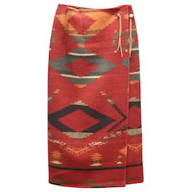 Ralph Lauren-Gonna a portafoglio con stampa geometrica country Ralph Lauren in lana rossa-Rosso,Multicolore