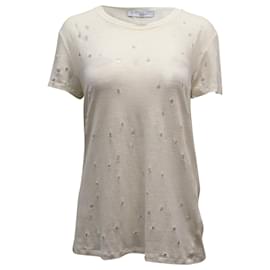 Iro-Iro Clay T-Shirt aus ecrufarbenem Leinen-Weiß,Roh